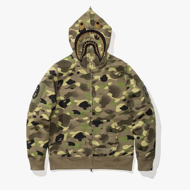 BAPE x UNDEFEATED 샤크 후드집업 카모 녹계 2XL