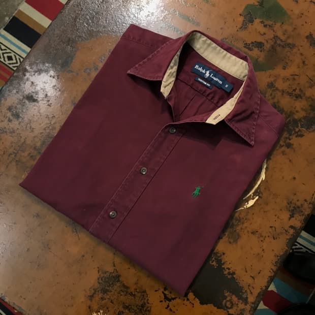 폴로랄프로렌 버건디 코튼 셔츠 남성 102 여성 프리사이즈 