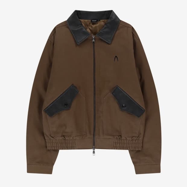 아캄 Contrast leather work jacket