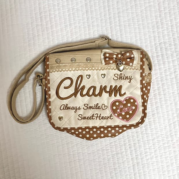 제시) charm 핀터레스트 라떼갸루 베이지 도트 크로스백 가방