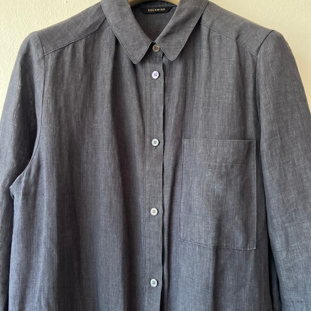 쉬즈미스 여성 워싱블랙 셔츠원피스 린넨원피스