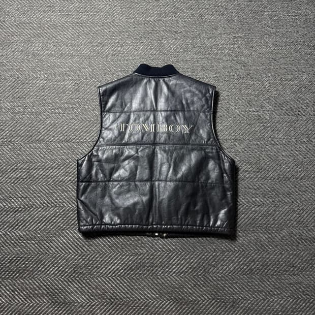 90s TOMBOY 톰보이 스펠아웃 가죽 조끼 자켓