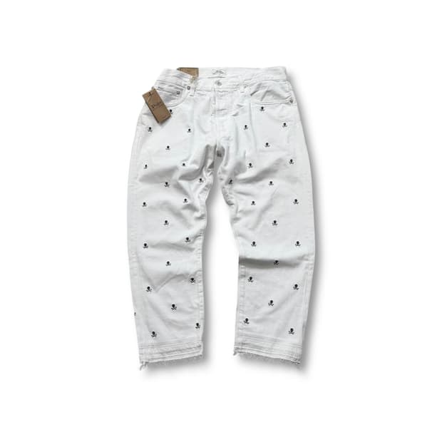 폴로 랄프로렌 화이트 스컬 자수 데님팬츠