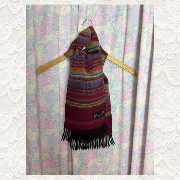 다채색 스트라이프 울 머플러