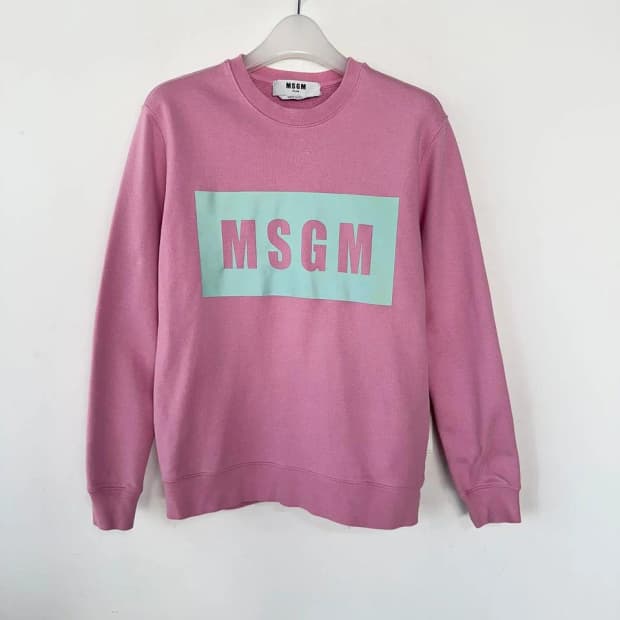 MSGM 박스 로고 핑크 스웨트셔츠