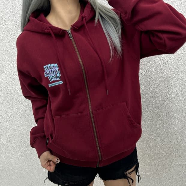 디스이즈네버댓 패치로고 버건디 후드집업 S