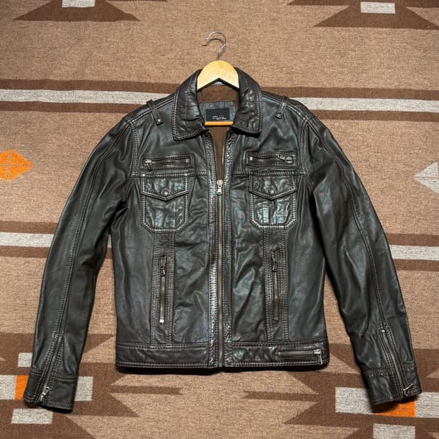 Zara 자라 램스킨 트러커 자켓 L 양가죽 브라운