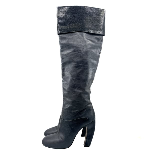 Miu Miu Fold-Over Knee High Boots/ 37