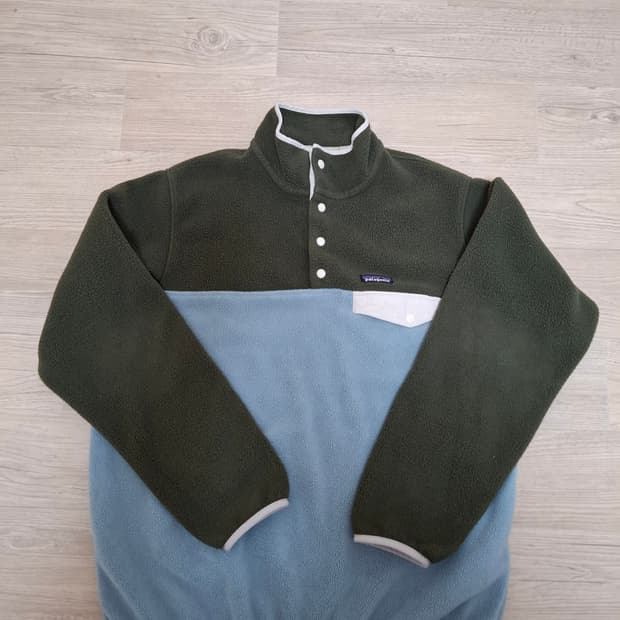 우먼스 XL 파타고니아 신칠라 플리스 풀오버 그린/블루