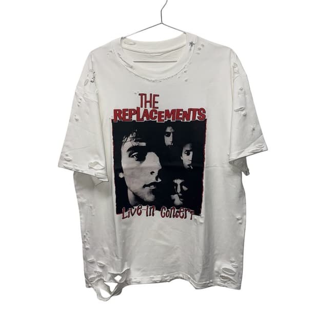 빈티지 무드 밴드티 디스트로이드 데미지 커스텀 반팔 