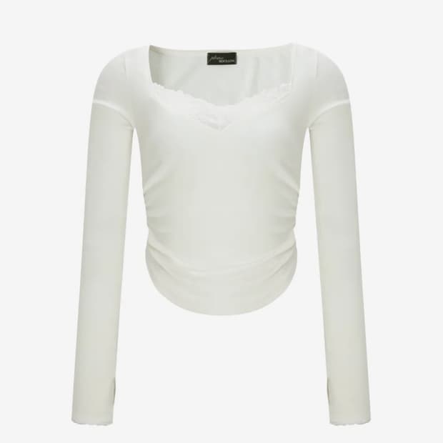 Vera Lace Shirring Long Sleeve Top