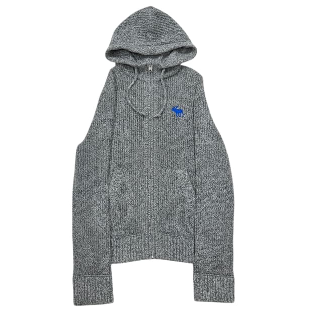 아베크롬비 빈티지 Y2K 헤비 니트 후드집업 자켓 그레이 M