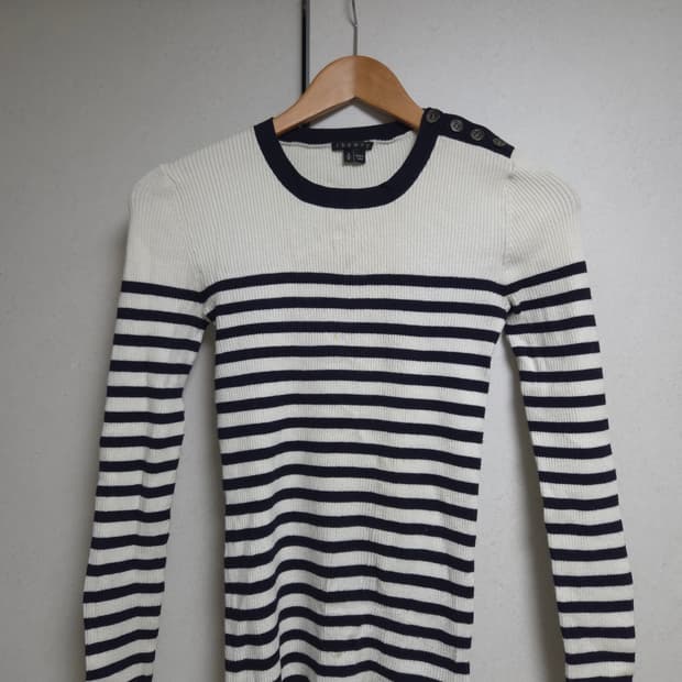띠어리 theory 스트라이프 골지 니트