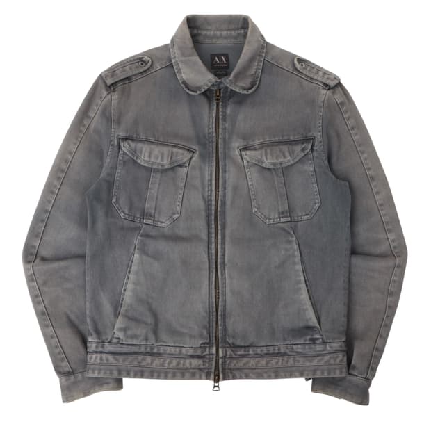 아르마니 익스체인지 워시드 집업 바이커 자켓