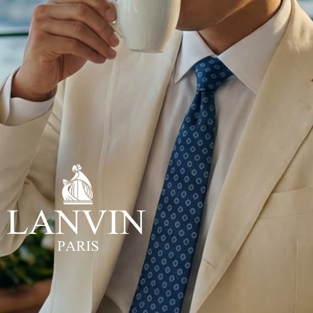 LANVIN 랑방 넥타이 네이비 패턴 A+~A등급 K2424