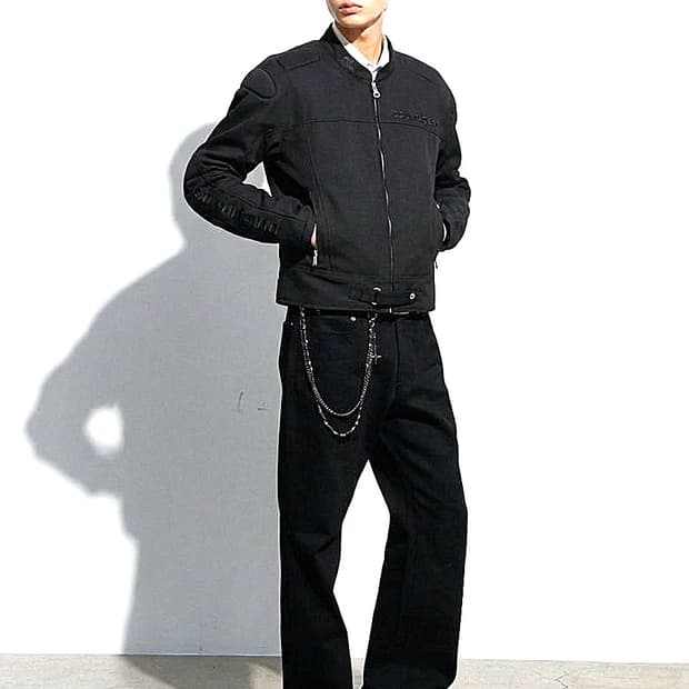 꾸레쥬 24ss  모토패널 견장 더블집업 코튼 바이커 봄버자켓