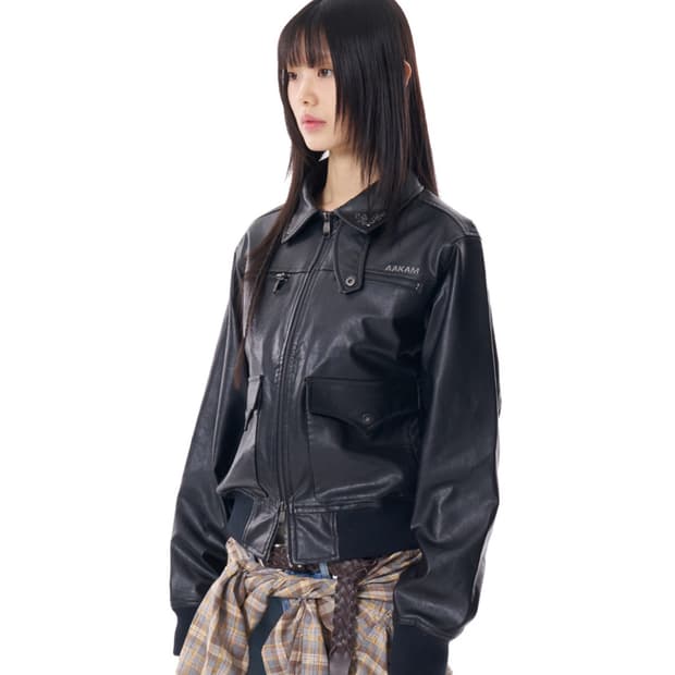 아캄 웨스턴 레더 자켓 블랙