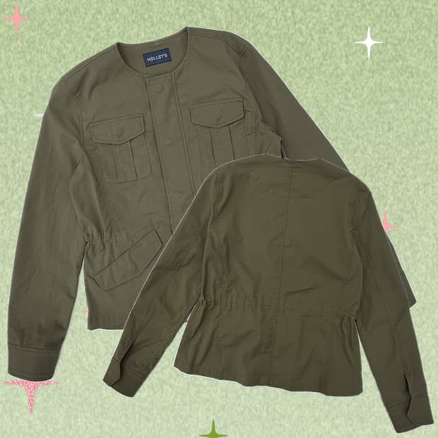 NOLLEY’S 카키 허리라인 자켓 히피 베이직 그런지 보헤미안