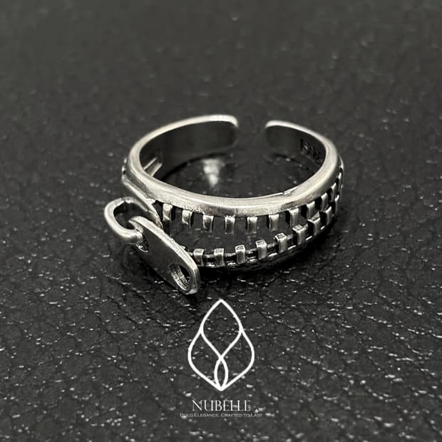 🌗 Antique zip detail ring / 925실버 지퍼 반지