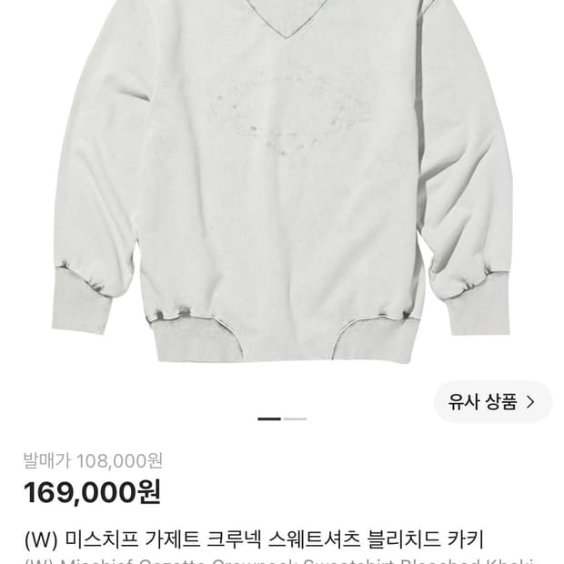 미스치프 가제트 크루넥 스웨트셔츠 블리치드 카키