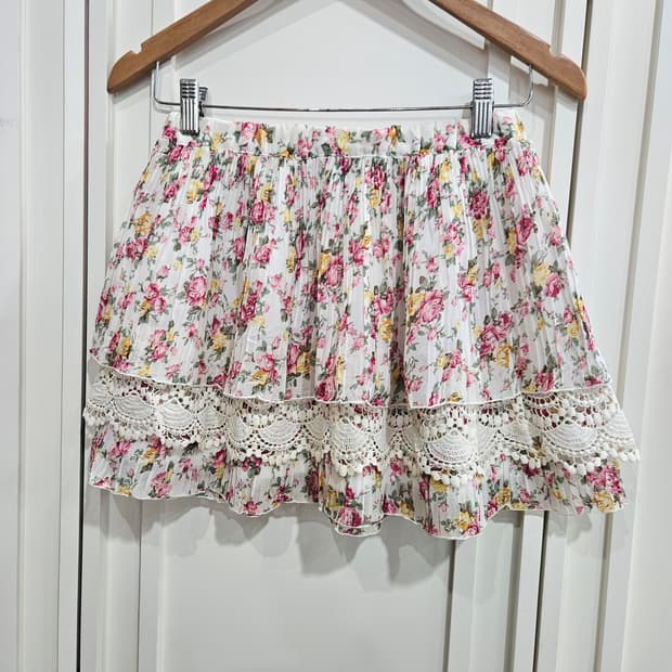 Ank Rouge (앙크루즈) 플라워 쉬폰 레이스 스커트