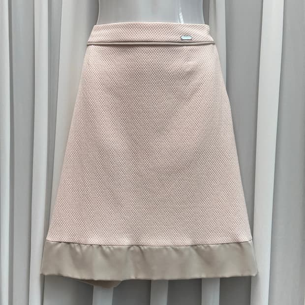 꾸레쥬 핑크 쟈가드 코튼 미디 스커트