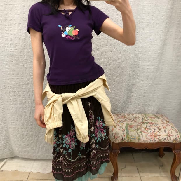 Purple tie-front tee