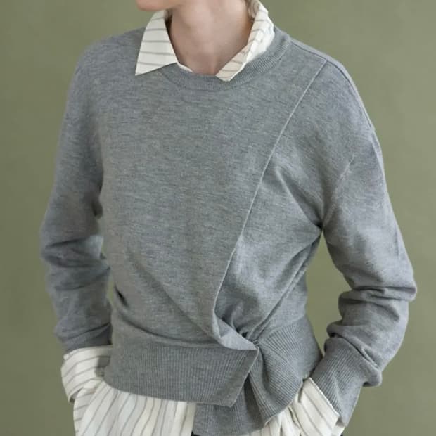 [루에브르] 사이드 슬릿 울 100% 니트