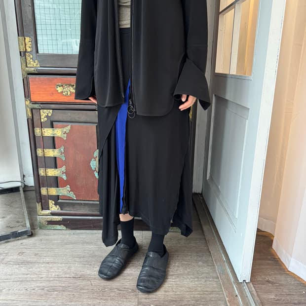 이세이 미야케 비대칭 드레이프 스커트