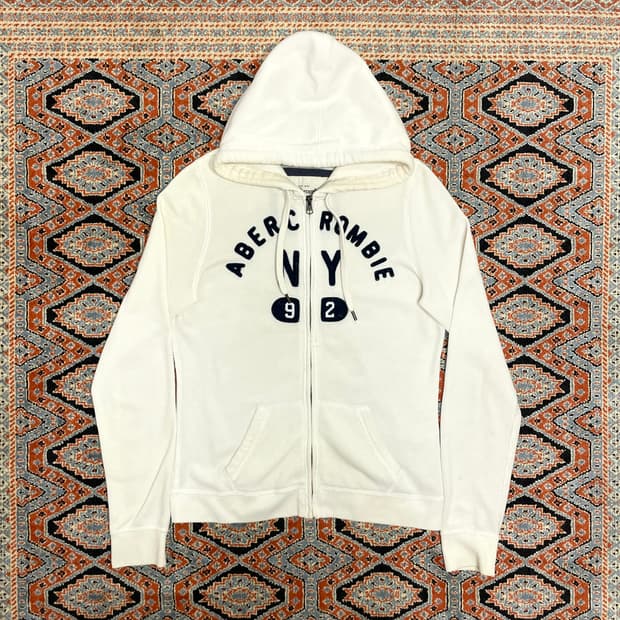 아베크롬비 스펠로고 화이트 기모 후드집업 여성M