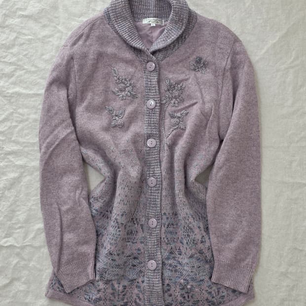 할매카지 그래니룩 모리걸 핑크라벤더 일본빈티지 니트 가디건