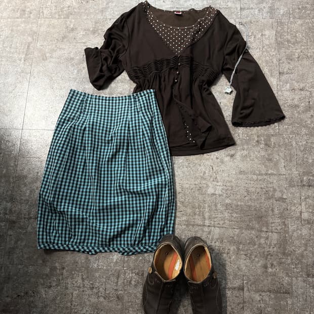 민트 브라운 패턴 폴딩 가디건 3pcs SET