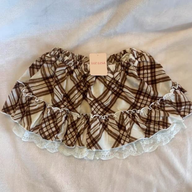 리즈리사 대대장 딸기 초코 체크 큐롯 스커트 캉캉 딸초 라떼갸루 stc