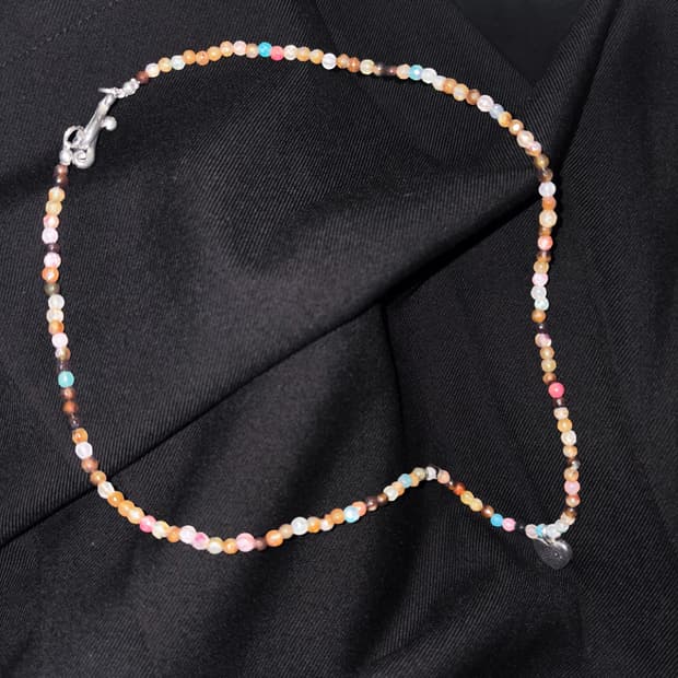 Rainbow beaded heart point necklace