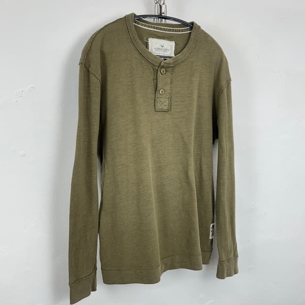 ALPHASOPHY grunge khaki button detail sl