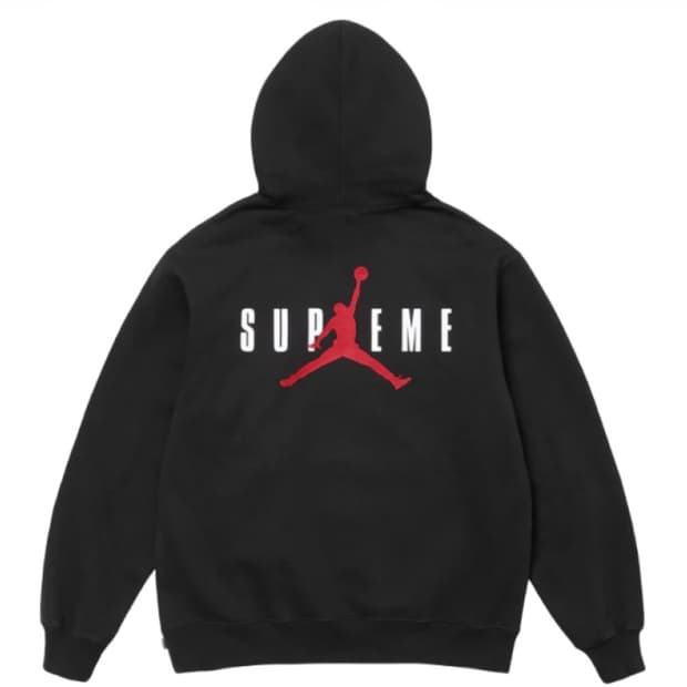 슈프림 x 조던 후드 스웨트셔츠 블랙 M