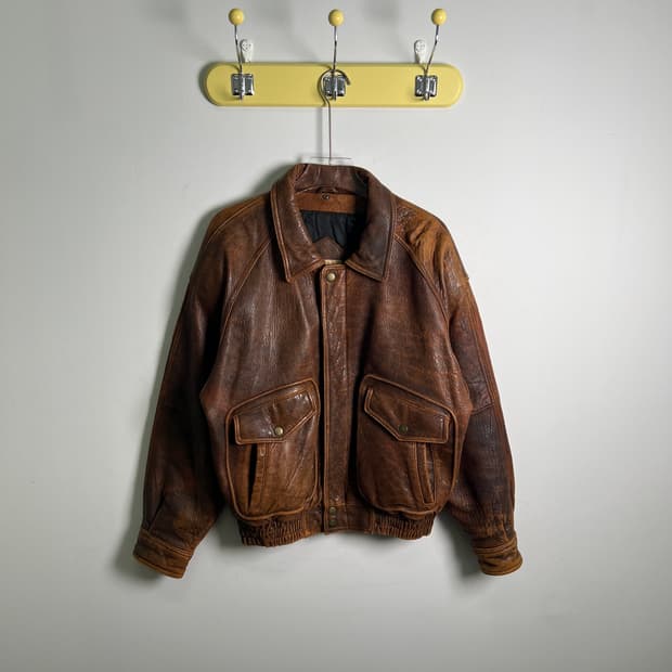 VTG 빈티지 브라운 G-1 양가죽 플라이트 자켓 M