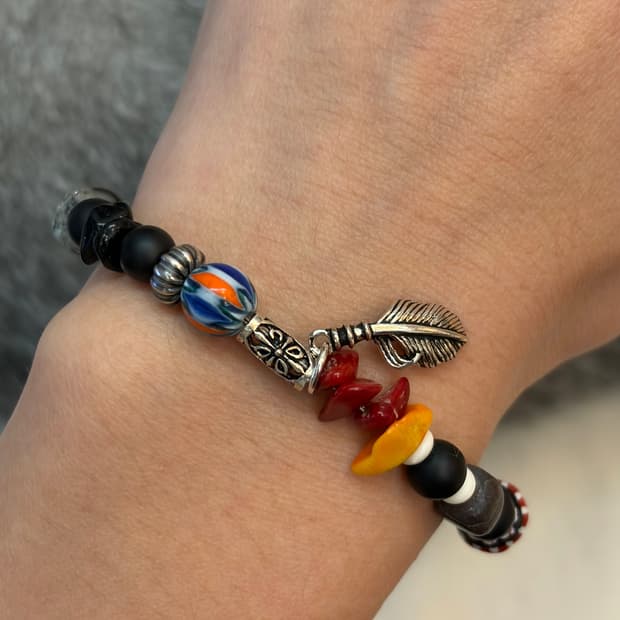 오프화이트 스톤 믹스 팔찌