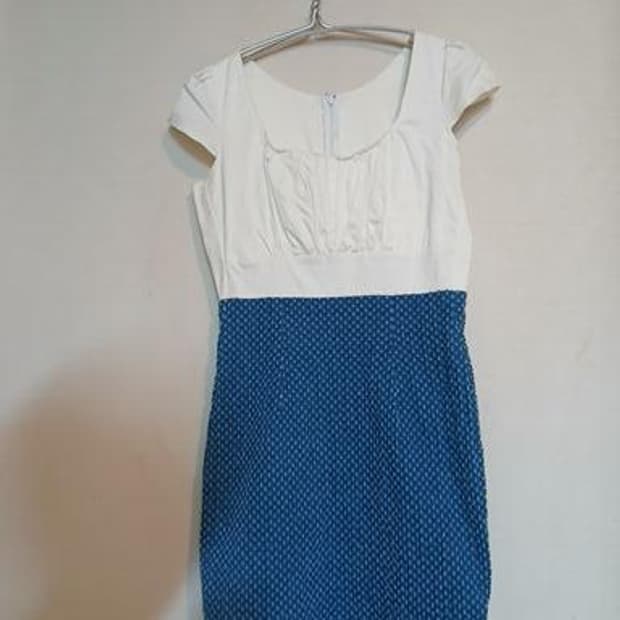 나롱쥐 화이트 블루 믹스 원피스 코튼 드레스 섹시 홀복 하객 데이트룩