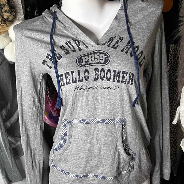 y2k 스포티 레이어드 후드 그레이긴팔