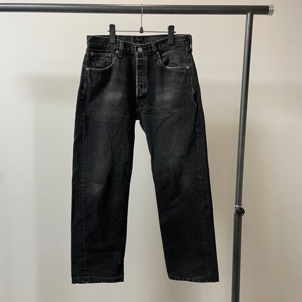 (30) 90s USA 리바이스501 흑청 데님팬츠