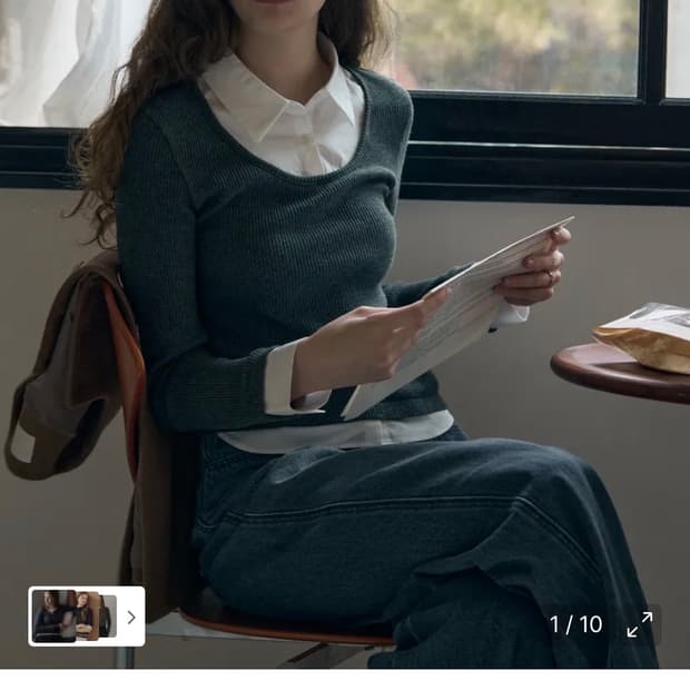 (S) 드로우핏 우먼 포엠 레이어드 카라 셔츠 탑 [CHARCOAL]