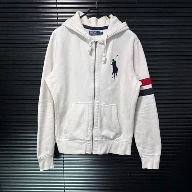 폴로 빅포니 화이트 후드집업