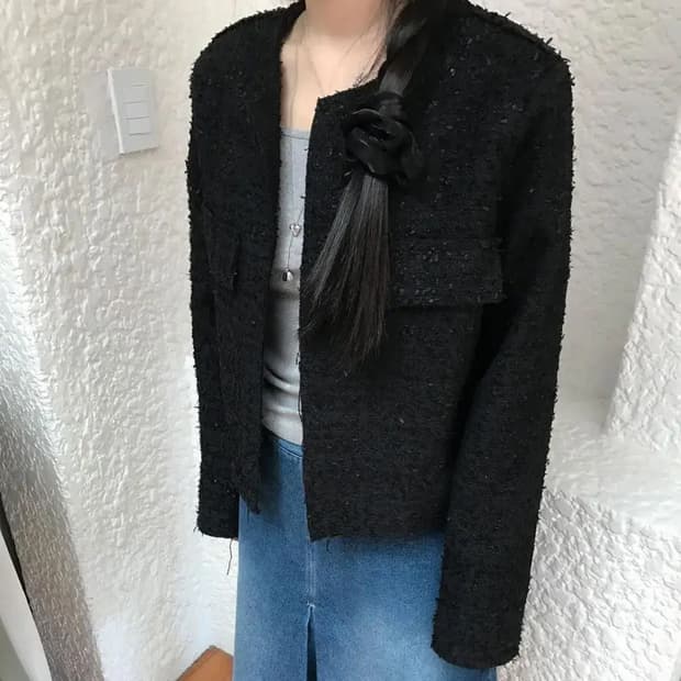 M627 마틴 트위드 블랙 자켓