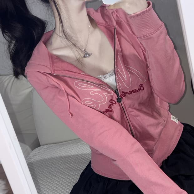 나이키 핫핑크 자수 슬림핏 후드집업 s