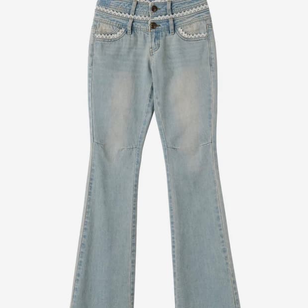 스컬프터 더블 웨이스트 부츠컷 데님 아이스블루 S 교환