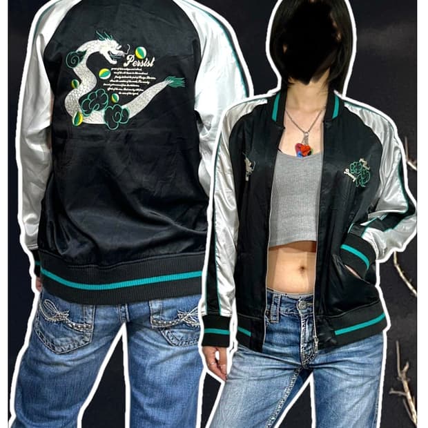 Jpn 일본빈티지 오리엔탈 민트 용 스카잔 자켓 L