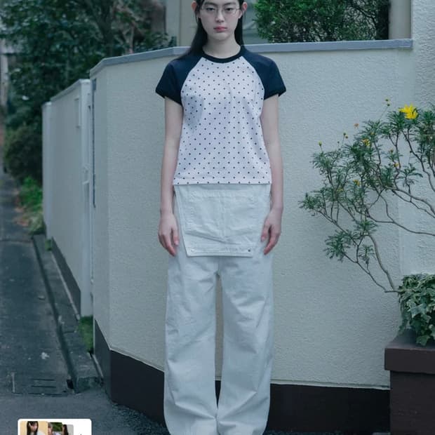 Ohesio 오헤시오 도트 레글런 반팔 티셔츠