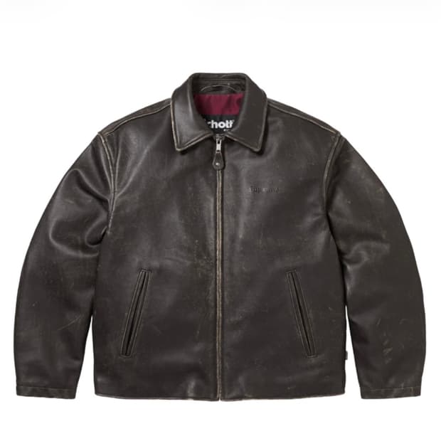 슈프림 x 쇼트 레더 레이서 자켓 블랙 - 25FW