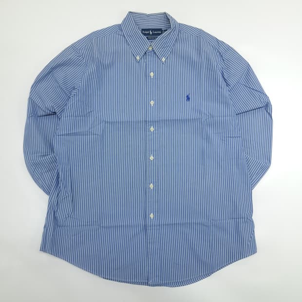 Co896 XL 폴로 랄프로렌 블루 스트라이프 긴팔 셔츠 남방